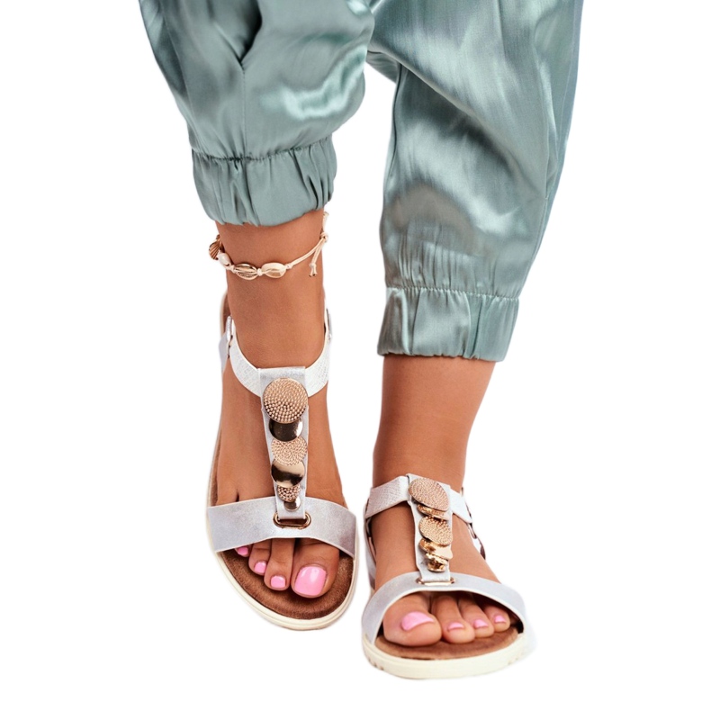 Sandale de damă argintii Evento 20SD14 2067 alb gri 2