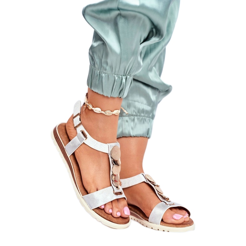 Sandale de damă argintii Evento 20SD14 2067 alb gri 1