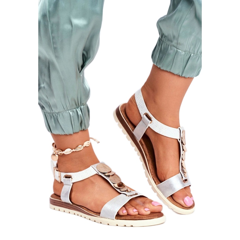 Sandale de damă argintii Evento 20SD14 2067 alb gri 3