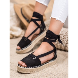 SHELOVET Espadrile cu degetul deschis negru 2