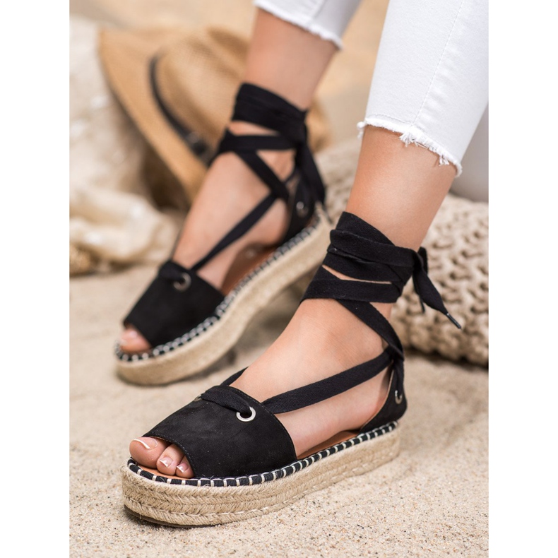 SHELOVET Espadrile cu degetul deschis negru 2
