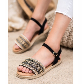 SHELOVET Sandale ușoare împletite bej negru 1