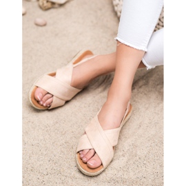 SHELOVET Sandale din piele de căprioară maro 2