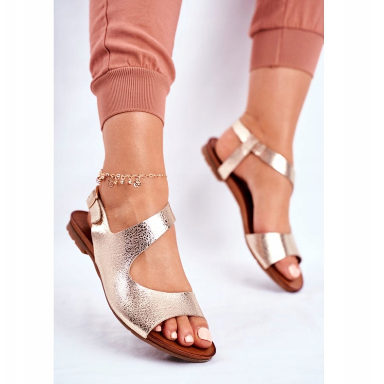 Sandale de damă Laura Messi Piele 1116 Șarpe de aur Vollare 2