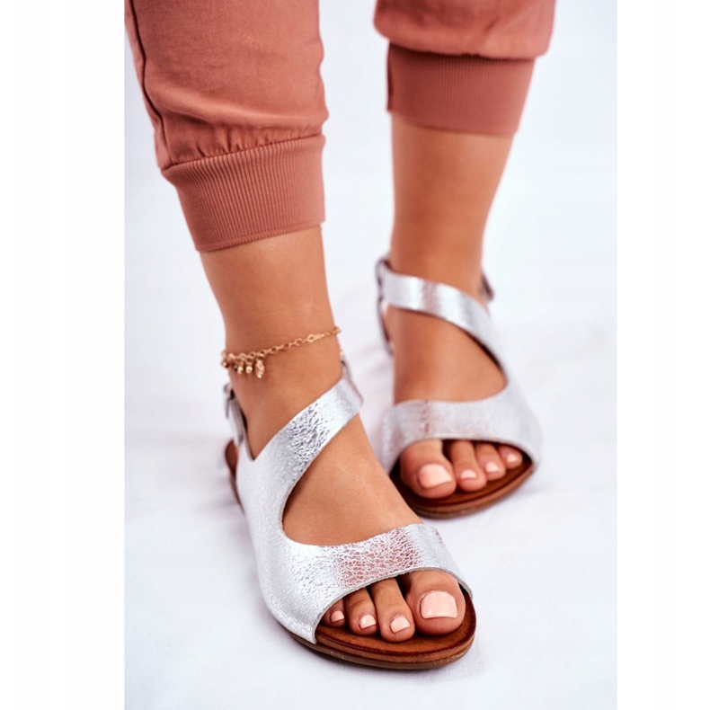 Sandale pentru femei Laura Messi Piele 1116 Șarpe Argint Vollare gri 2