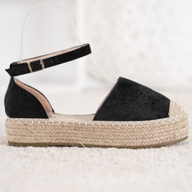 Seastar Espadrile deschise pe platformă negru 2