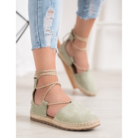 Seastar Espadrile din piele de căprioară cu legătură verde 1 Seastar Espadrile din piele de căprioară cu legătură verde 1