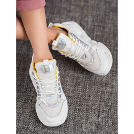 SHELOVET Adidași cu modă din piele ecologică alb multicolor gri 1