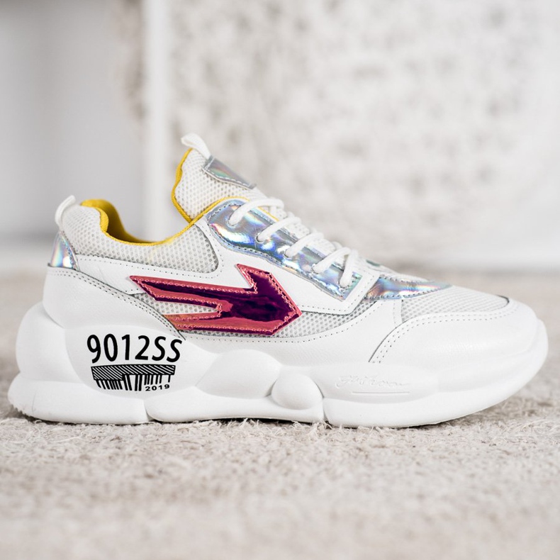 SHELOVET Adidași cu modă din piele ecologică alb multicolor gri 2