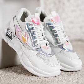 SHELOVET Adidași cu modă din piele ecologică alb multicolor gri 1