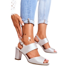 Sandale dama cu toc înalt Sergio Leone Silver SK778 maro gri 1