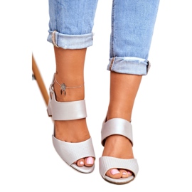 Sandale dama cu toc înalt Sergio Leone Silver SK778 maro gri 3