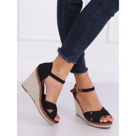 Sandale negre pe toc toc R133P Negru 1