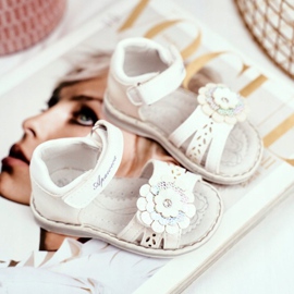 Apawwa Sandale pentru copii cu Velcro Flower White Mino alb multicolor galben 2
