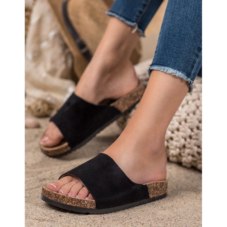 SHELOVET Papuci negri pe platformă negru 1