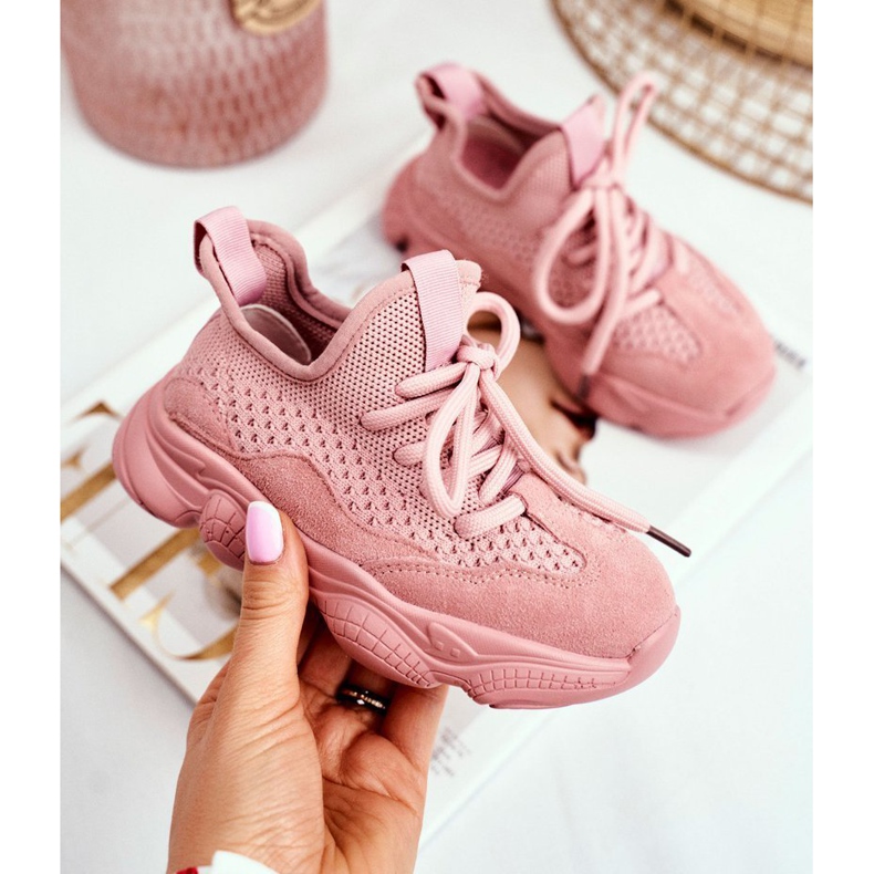 Christmas Fish Încălțăminte sport pentru copii din piele de căprioară roz Volema 1