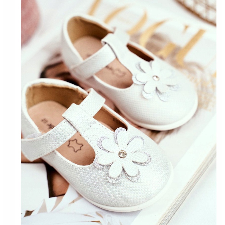 Apawwa Balerini pentru copii cu Velcro Flower Silver Antrela gri 2