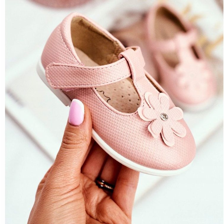 Apawwa Balerini pentru copii pe Velcro Flower Pink Anthrela roz 2