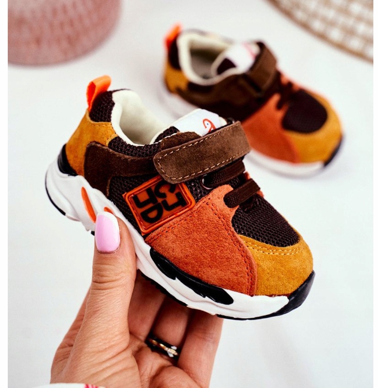 Apawwa Pantofi sport pentru copii cu velcro maro Jonaba portocale multicolor galben 2
