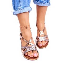 S.Barski Sandale plate pentru femei Champagne Barski Lomba maro galben 2