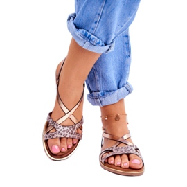 S.Barski Sandale plate pentru femei Champagne Barski Lomba maro galben 4