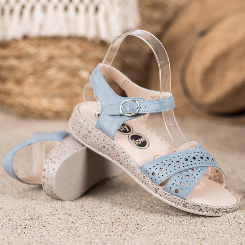 SHELOVET Sandale confortabile pe platformă albastru 2