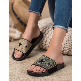 SHELOVET Papuci Velour Cu Stele negru 1