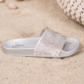 SHELOVET Papuci Velour Cu Stele gri 2