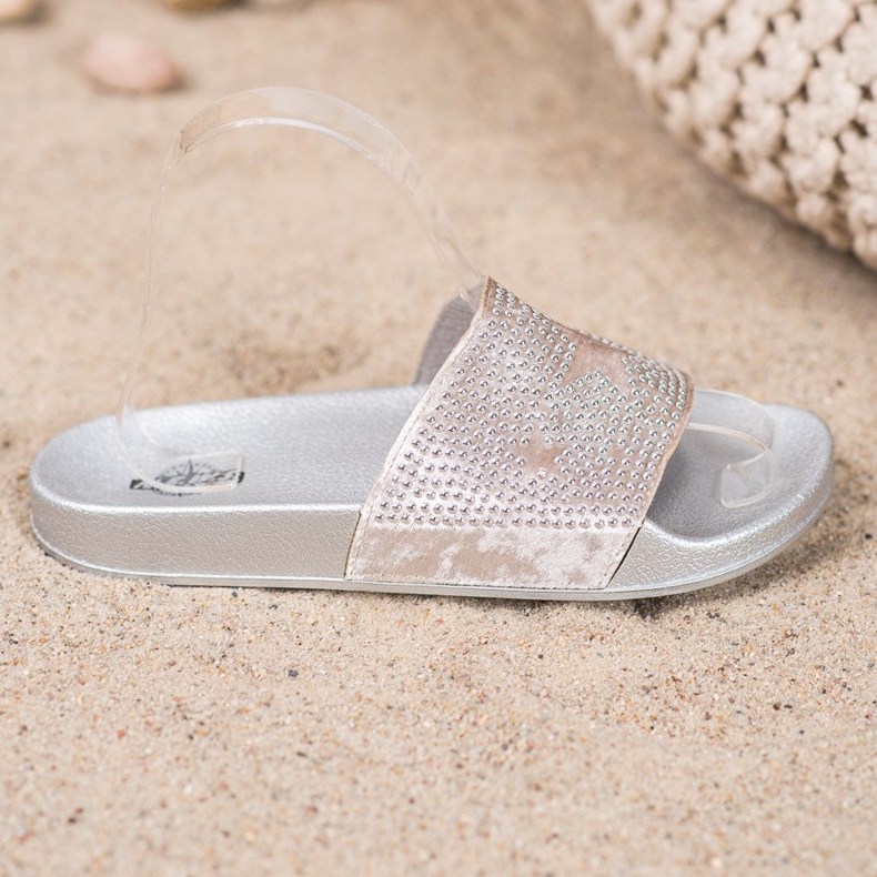 SHELOVET Papuci Velour Cu Stele gri 2