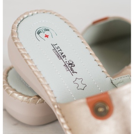 J. Star Papuci casual din piele ecologică de aur 1