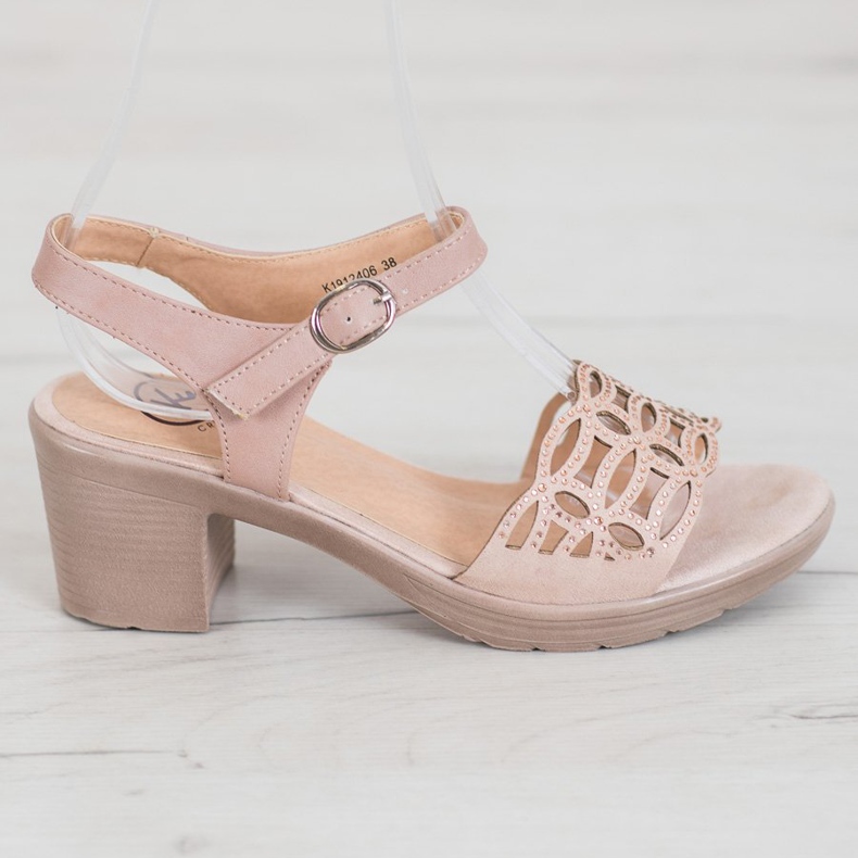 Kylie Sandale confortabile pe un post gros maro 2