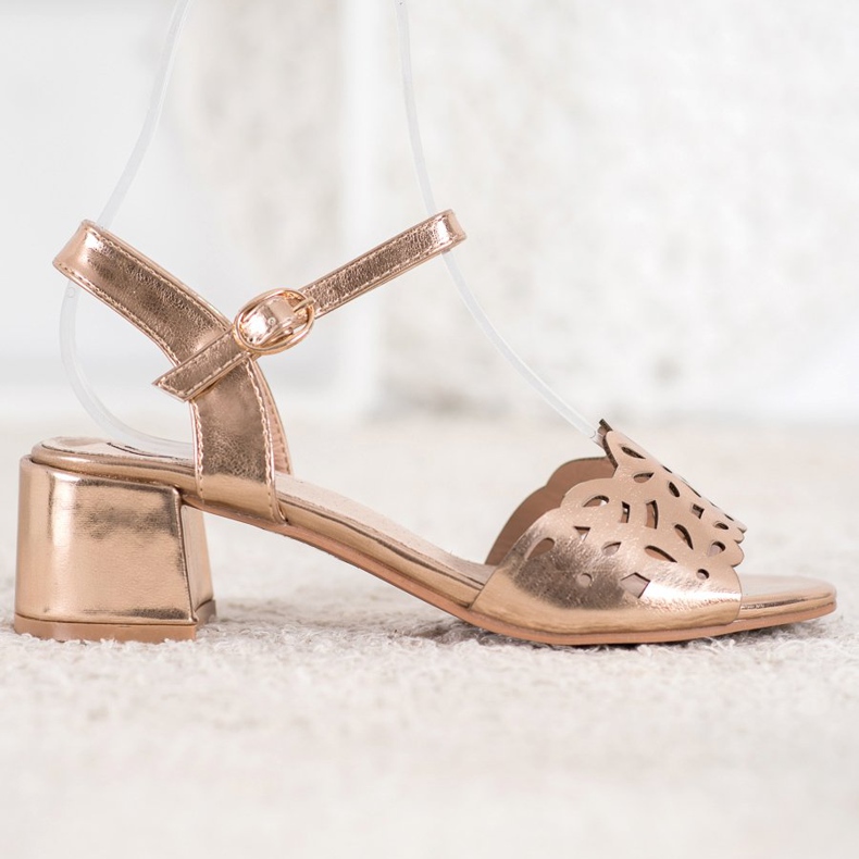 Kylie Sandale Cu Piele Ecologică Pe O Bară galben 2