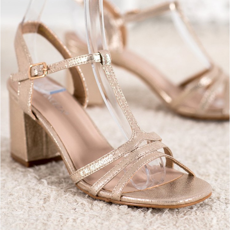 Sandale strălucitoare pe barul VINCEZA de aur 1