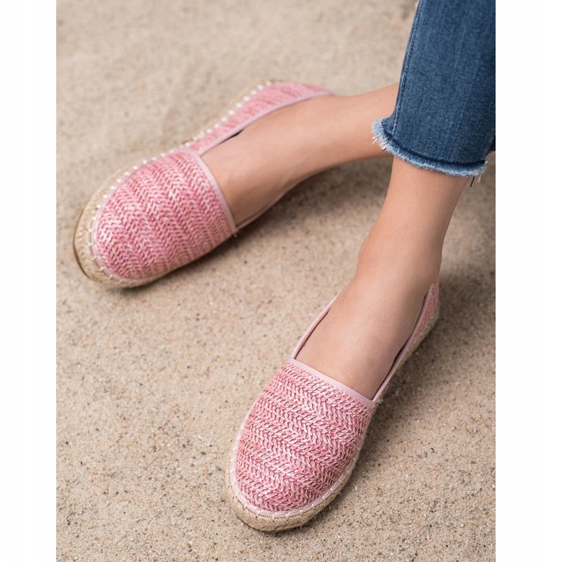SHELOVET Espadrile roz împletite 1