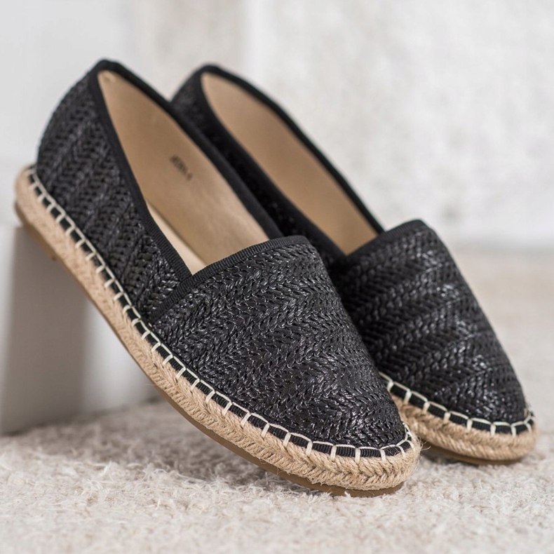 SHELOVET Espadrile negre împletite negru 1