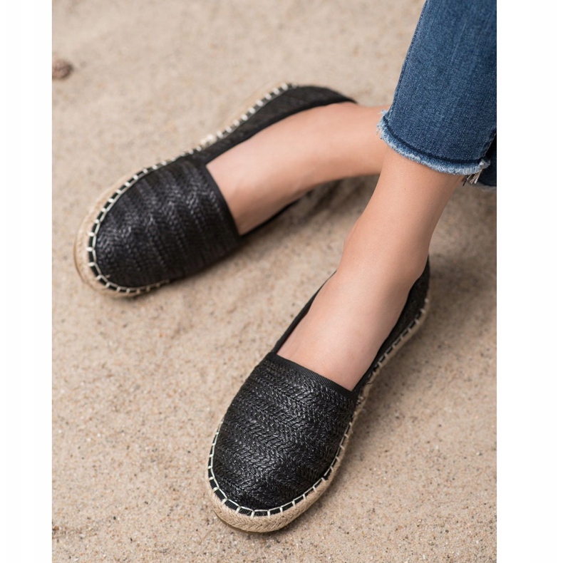 SHELOVET Espadrile negre împletite negru 2