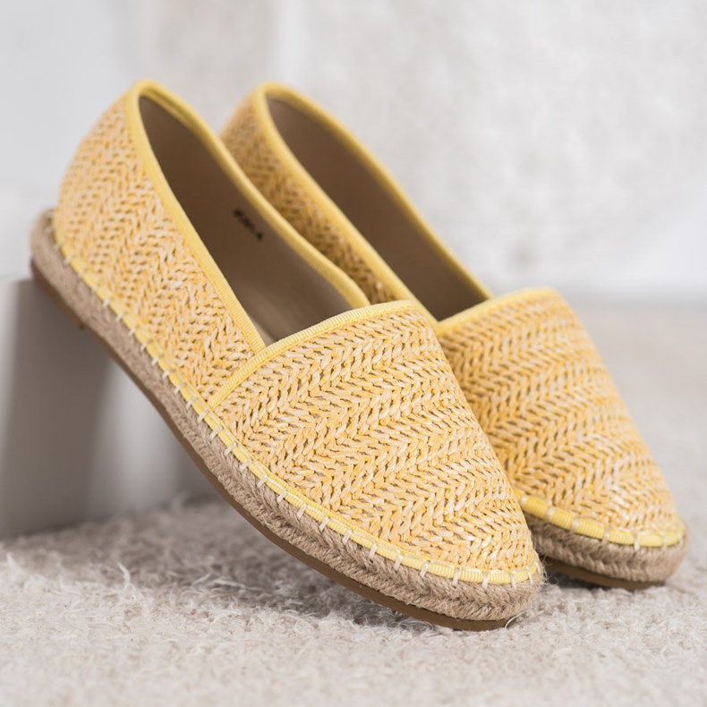 SHELOVET Espadrile galbene împletite 2