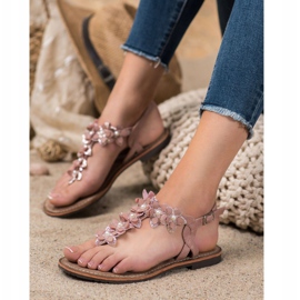 Evento Sandale cu flip-flops cu flori roz 1