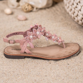 Evento Sandale cu flip-flops cu flori roz 2 Evento Sandale cu flip-flops cu flori roz 2