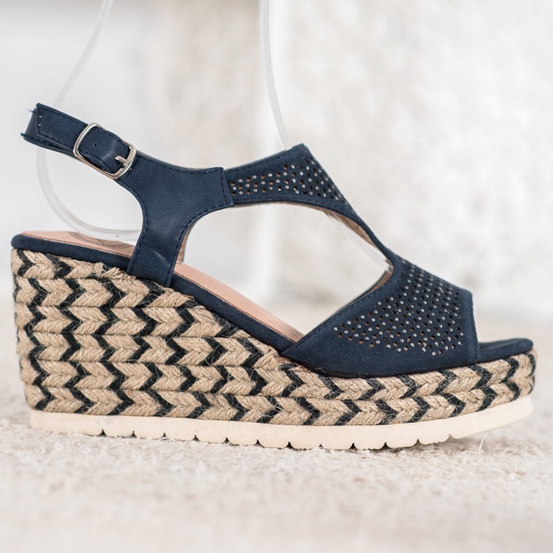 Aclys Espadrile din piele de căprioară pe pană albastru 2