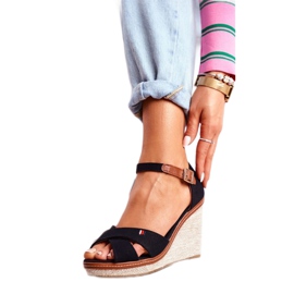 SEA Sandale pentru femei pe pană neagră LaMane maro negru 1