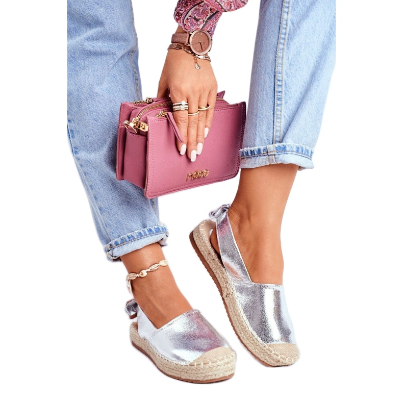 FRJ Espadrile de contur argintiu pentru femei gri 2