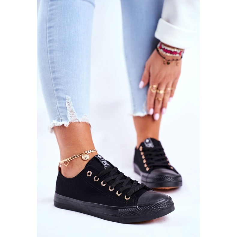 NEWS Adidași pentru femei Material scăzut Negru Ecoma 1