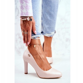 Pompe de damă cu perle pe toc Sergio Leone Roz pudrat Campbell 1