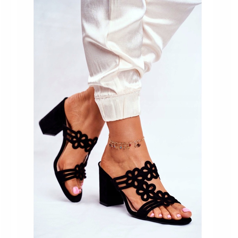 Papuci de damă eleganți pe bară Sergio Leone negru SK031 2