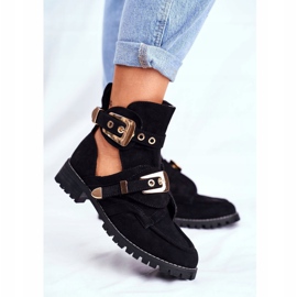 Lu Boo Pantofi decupați din piele neagră Rock Girl negru 1