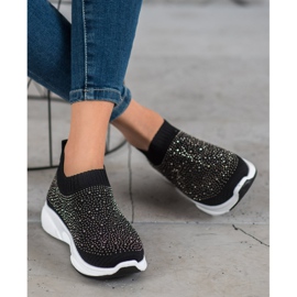 Kayla Pantofi sport cu cristale negru 2