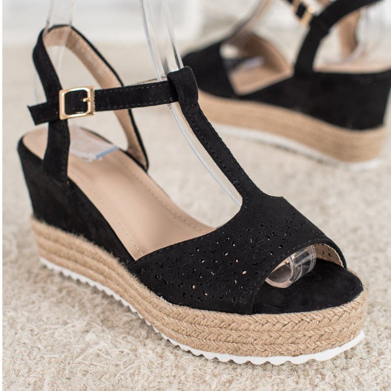 Small Swan Sandale cu deschidere Espadrilles negru 2