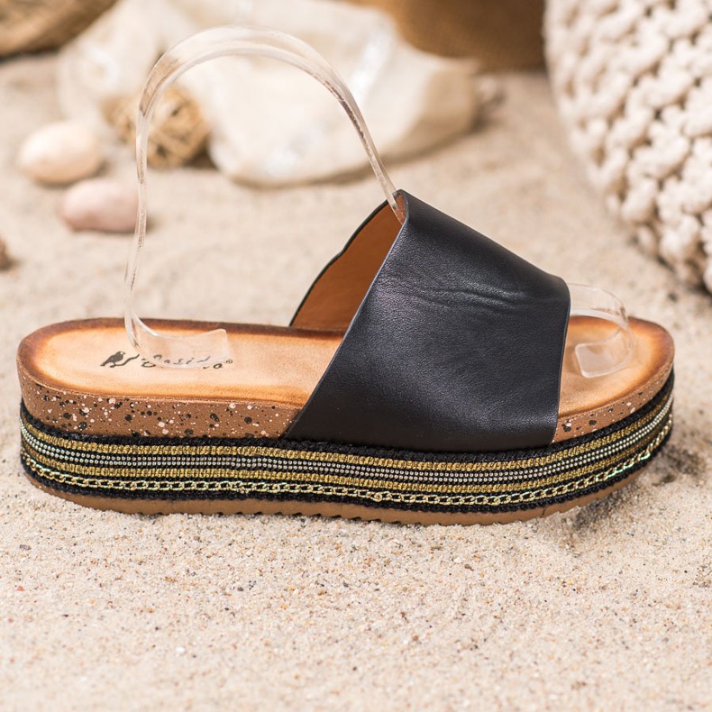 SHELOVET Papuci negri pe platformă negru 2