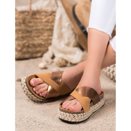 SHELOVET Papuci pe platformă maro galben 2